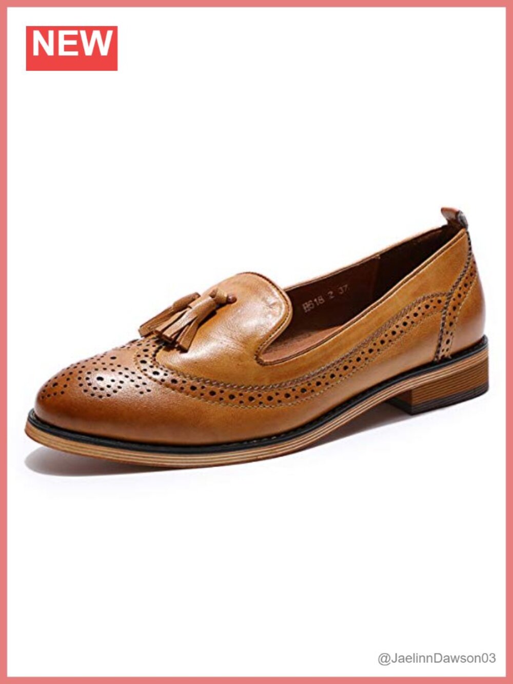 Leather Tassel Loafers Slip on Brogue Flat Office Shoes Women's